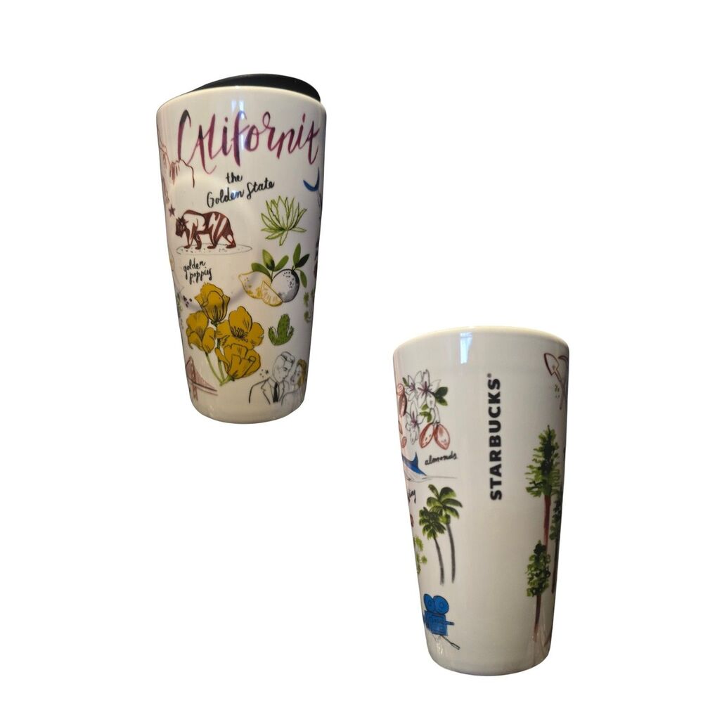 Starbucks California Ceramic Travel Tumbler Double Wall Coffee Mug Golden State